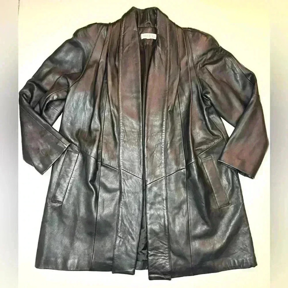 SSATORI Womens Open Front  Vintage Leather Jacket Size Large - Picture 9 of 10